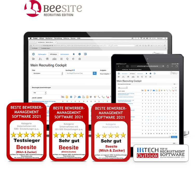 BeeSite Recruiting Edition - Testsieger - beste Bewerber-Management Software 2020